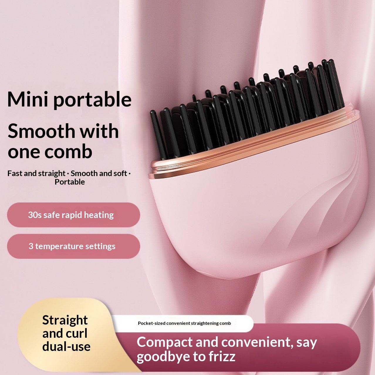 Mini Charging Hair Straightener Comb